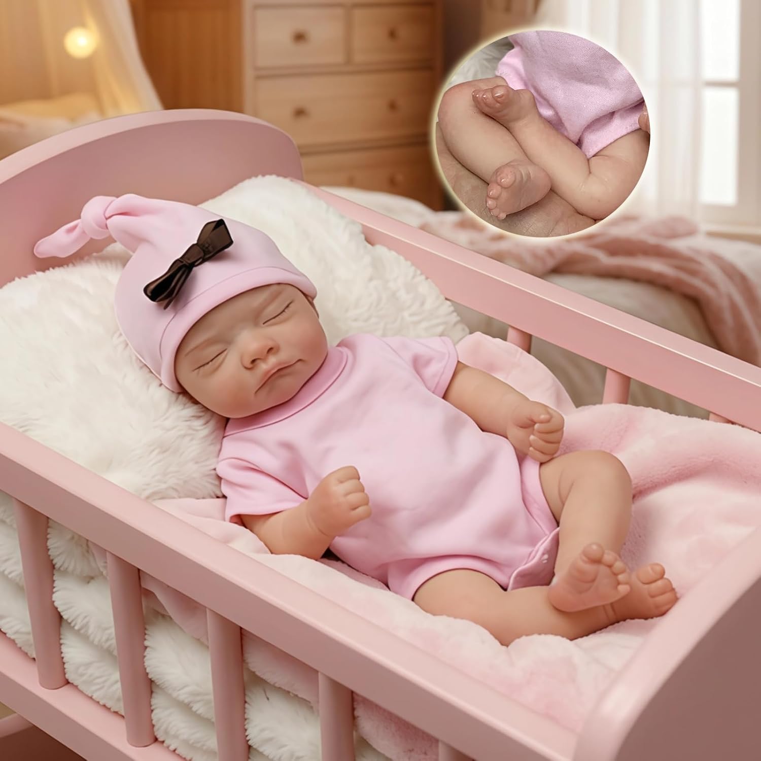 OtardDolls Lifelike Reborn Baby Dolls 11 Inch Mini Life Baby Realistic Newborn Dolls Soft Full Silicone Body Sleeping Handmade Real Life Reborn Baby Dolls with Accessories Set for Kids