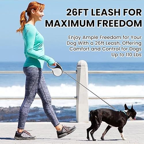 Miniatura 4 de Best Dog Supplies - Correa gruesa retráctil para perros grandes con dispensador de bolsas y linterna, correa de perro de 26 pies26.2 ft para perros