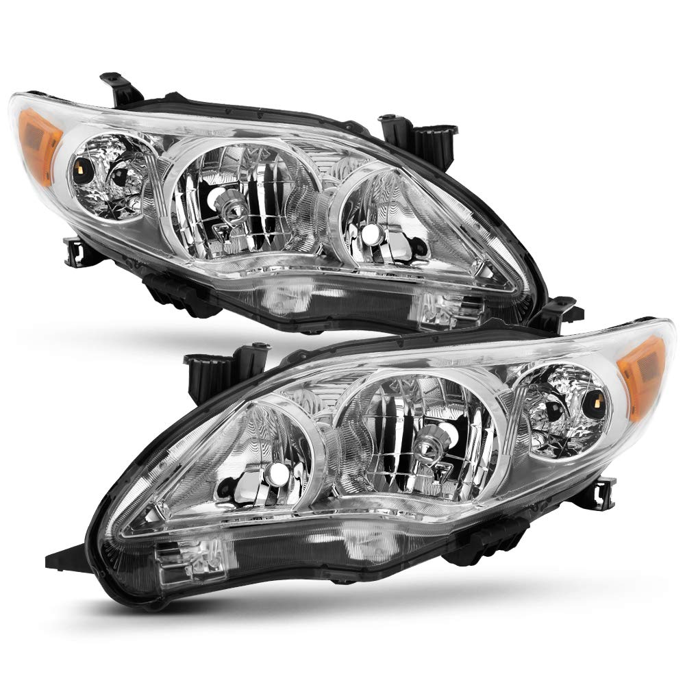 ACANII - For 2011 2012 2013 Toyota Corolla Chrome Housing Headlights Headlamps Assembly Replacement Driver & Passenger