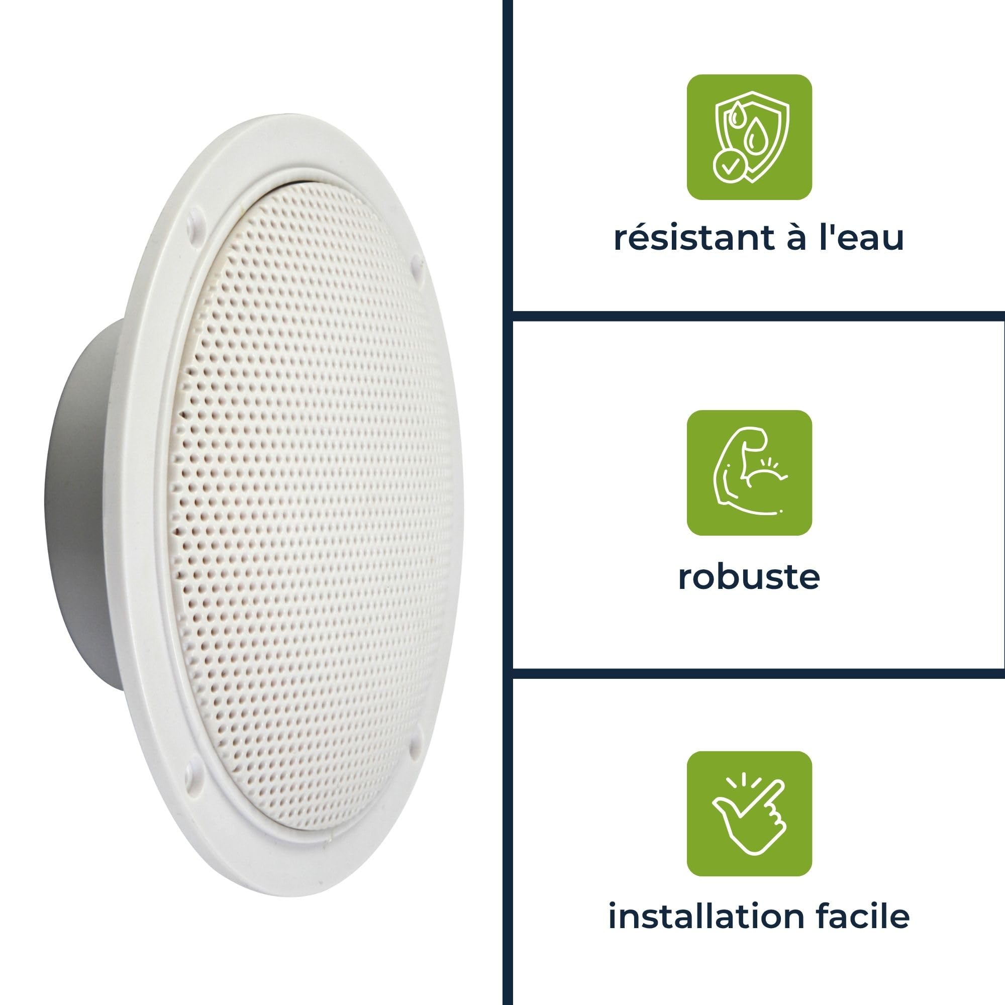 Velleman Enceinte encastrable 5", Haut-Parleur 80 Watt, 2 pcs, Enceintes murales/Plafond extérieur pour Maison, Salle de Bain, Cuisine, Bureau, Profondeur 35 mm, Rond, 152 x 51 mm, Blanc