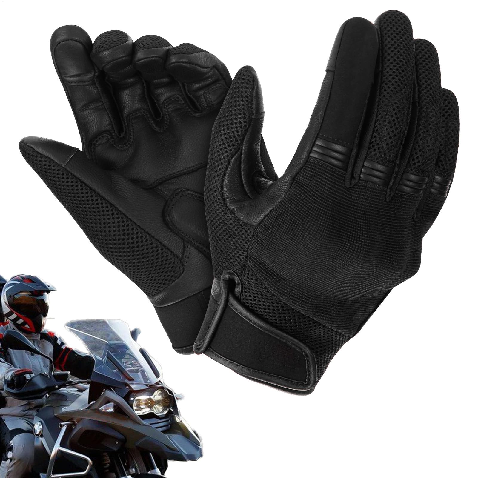 Genérico Guantes de Moto Táctiles y con amortiguación | Dedos completos Transpirable para escalada, navegación, carreras en carretera, deportes al aire libre, accesorios unisex,