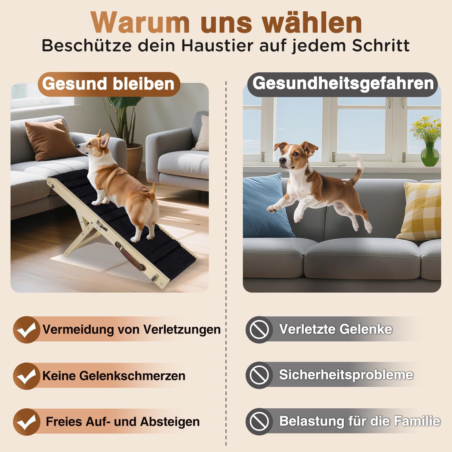 Rampe pour chien améliorée 2026 pour canapé, rampe pliable pour petit chien, 4 hauteurs réglables de 30,5 à 50,8 cm, escalier portable pour animaux de compagnie avec coussinet antidérapant, rampes