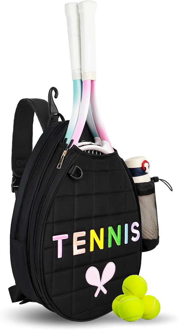 NZNDB Tennis Bags for Women Girl, Tennis Sling Crossbody Backpack, Water Resistant Tennis Bag for Pickleball, Tennis, Racketball