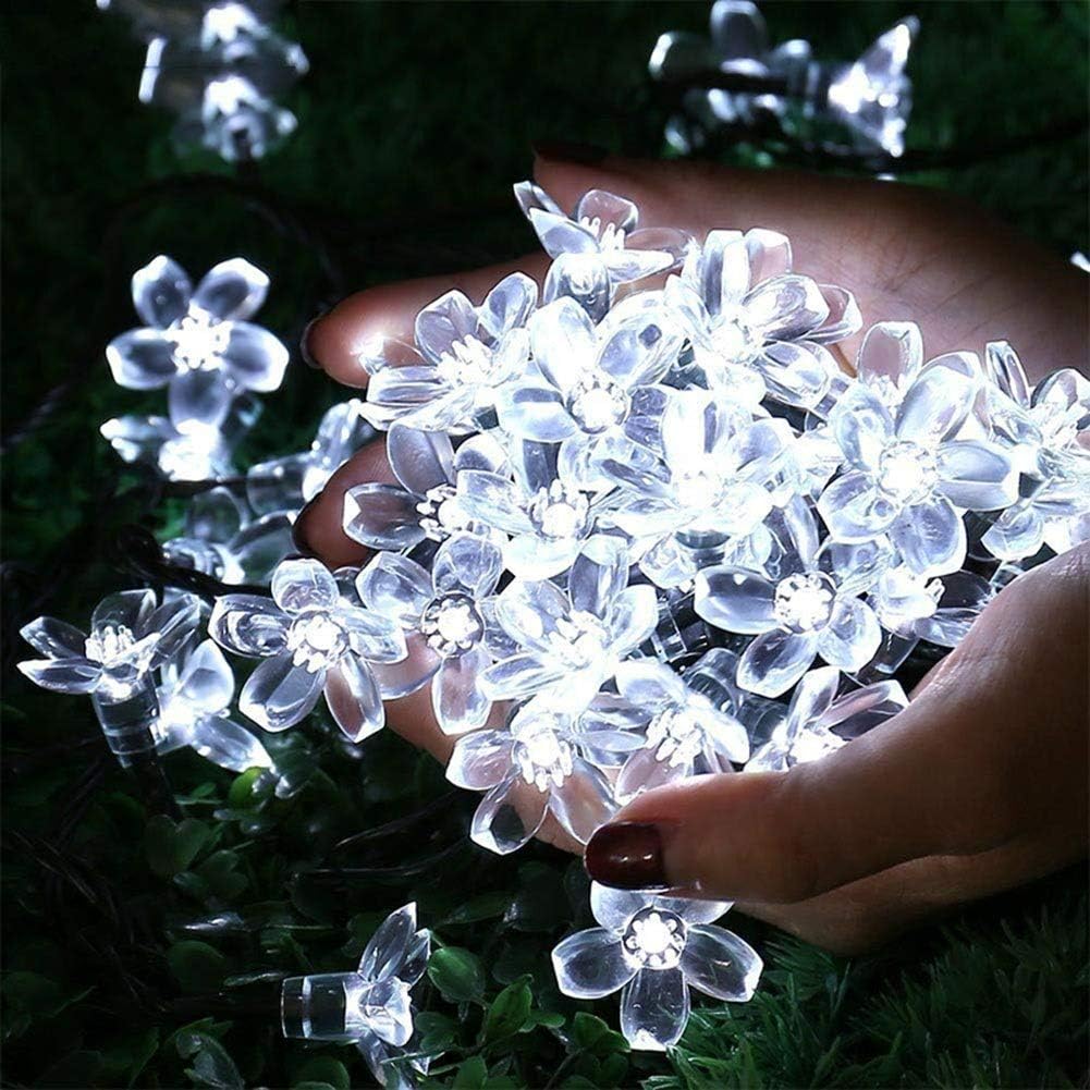 30LED Sakura Solar Light, Outdoor Light String Sakura Creative Decoration Light, LED Waterproof Garden Villa Garden Light, Balcony Festival Light Belt (Color : White, Size : 6PCS)