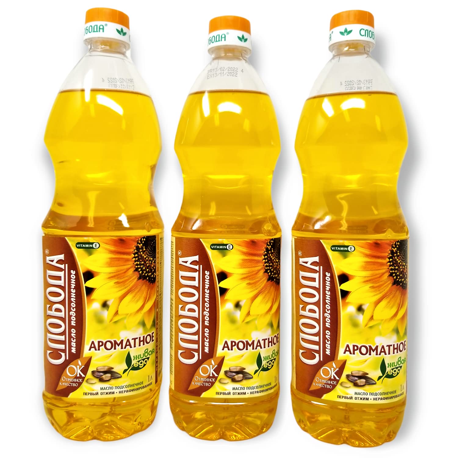 Kitchen Sunflower Oil TOP GRADE 1L x 3 PACK NO GMO Product Kitchen of Russia Масло подсолнечное Слобода нерафинированное первый сортF