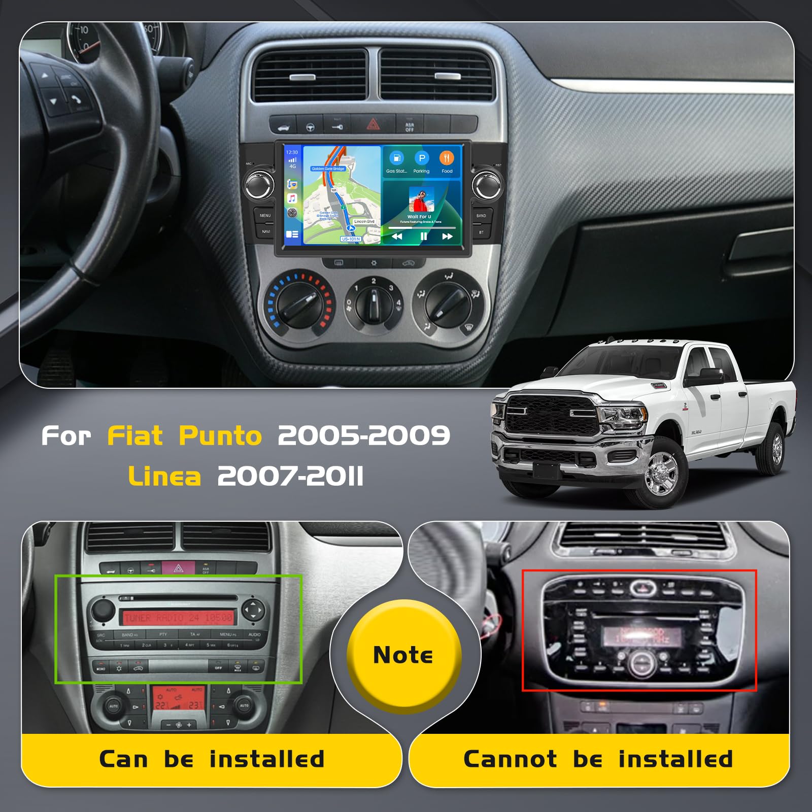 Inefala 4G+64G Radio Coche Android 15 para Fiat Punto 2005-2009
