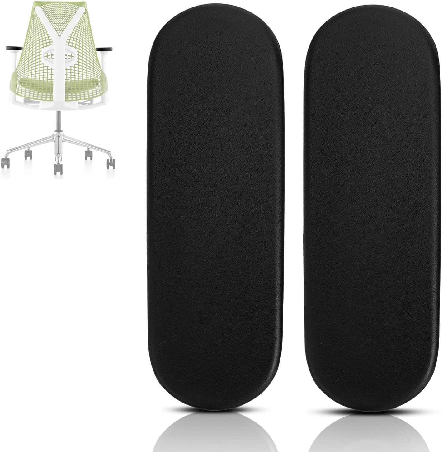 Ersatz-Kappen für Armlehnen, kompatibel mit Herman Miller Sayl Bürostuhl, fest und höhenverstellbar, Vinyl (1 Paar), Schwarz
