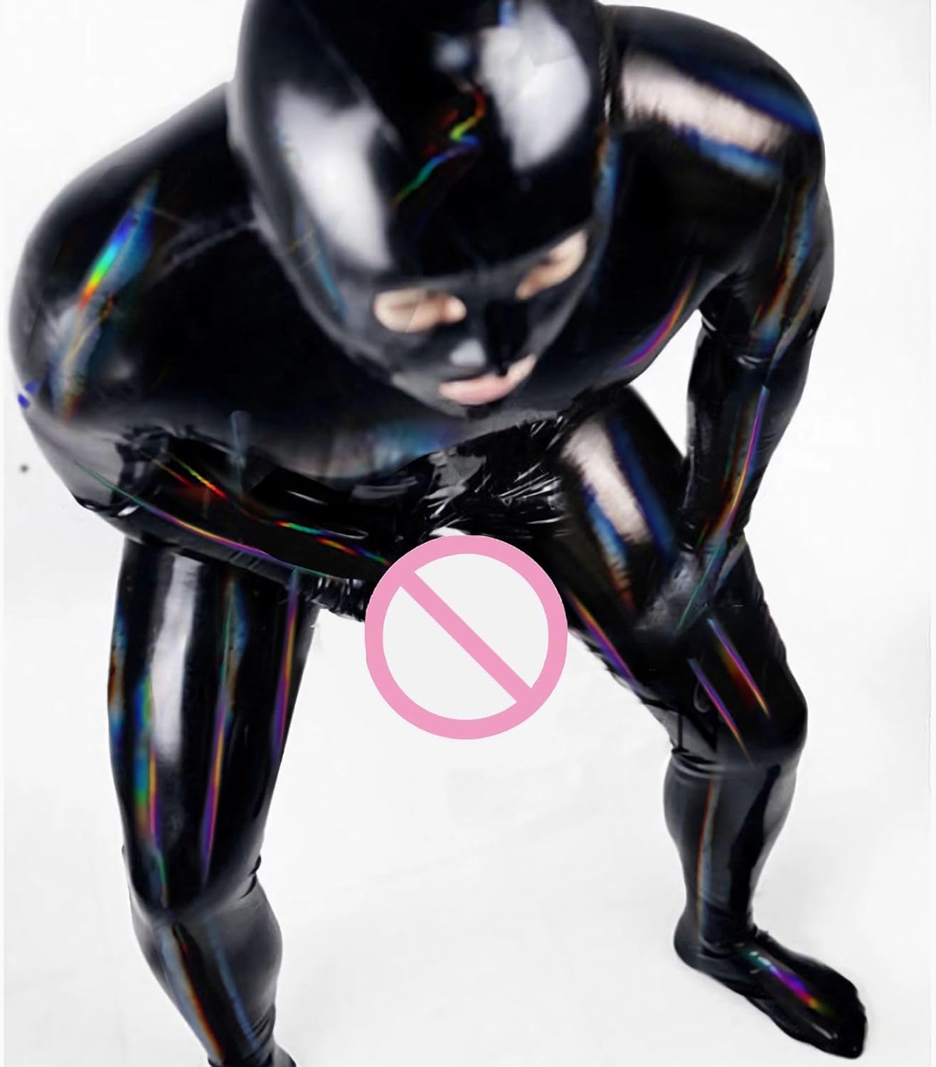 Men's Sexy PU Leather Wetlook Shiny Bodysuit Full Body Cover Zentai Suit Back Zipper Catsuit Jumpsuit Clubwear