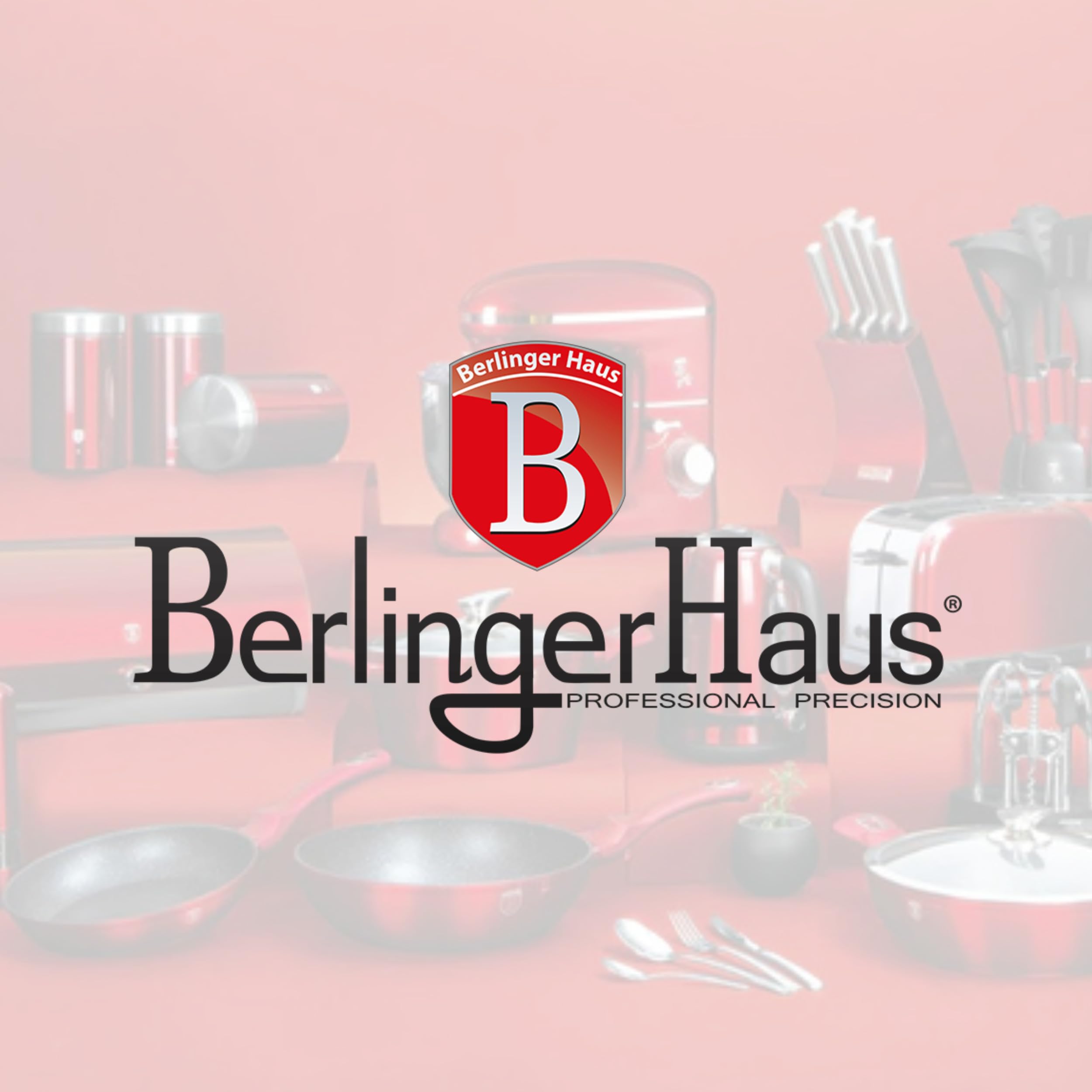 Berlinger Haus Batidora de Cocina 1500W, 10 Velocidades, Tazón de Acero Inoxidable 5L, Gancho y Batidor Antiadherente, Motor Silencioso, Diseño Elegante Negro/Rosa Oro