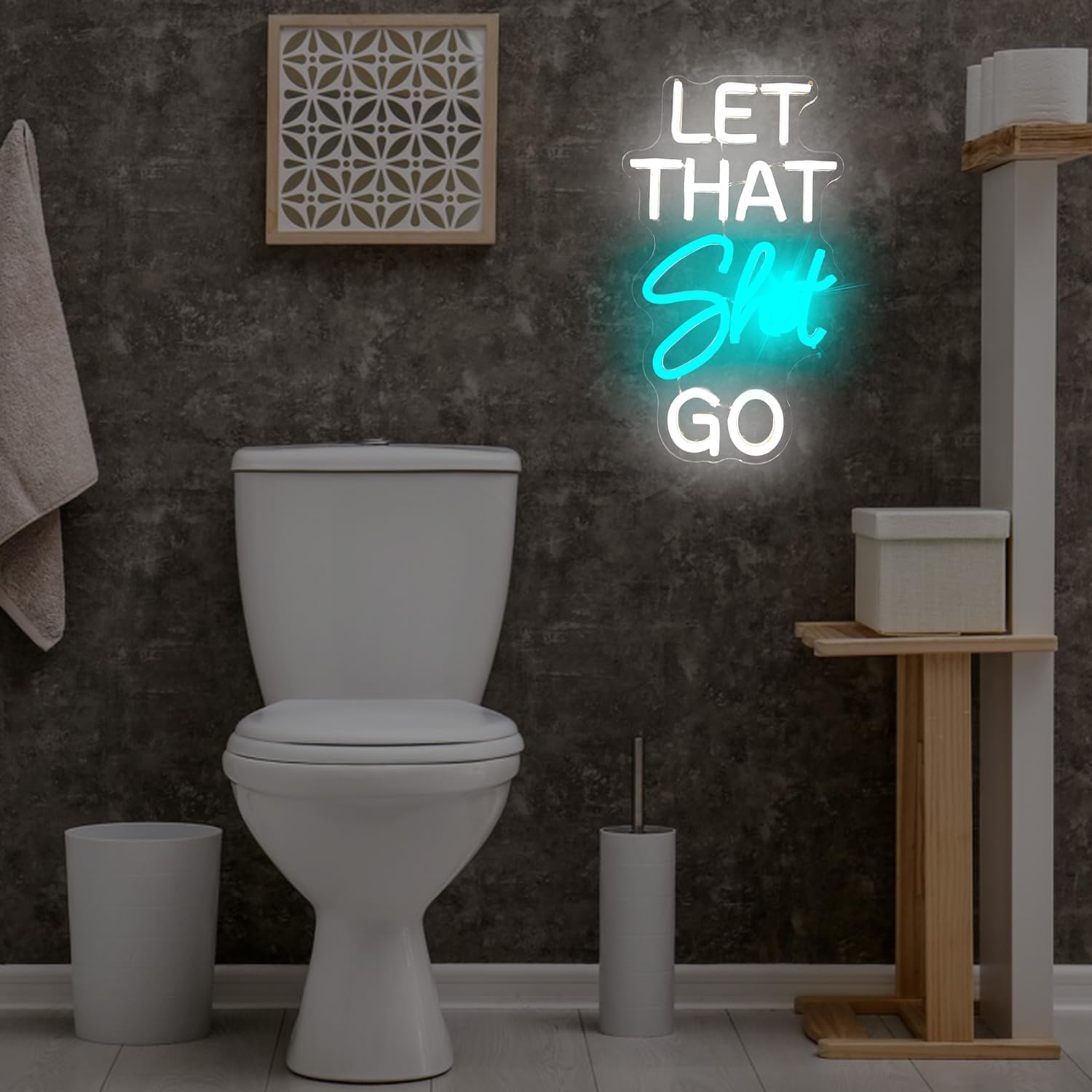 Let That Go Neon Sign for Wall Decor Dimmable Zen Bathroom Led Sign Neon Light Sign Funny Bathroom Wall Art Light Up for Bedroom Salon Home Toilet Room Restroom LetThatGo Neon Sign Dimmable
