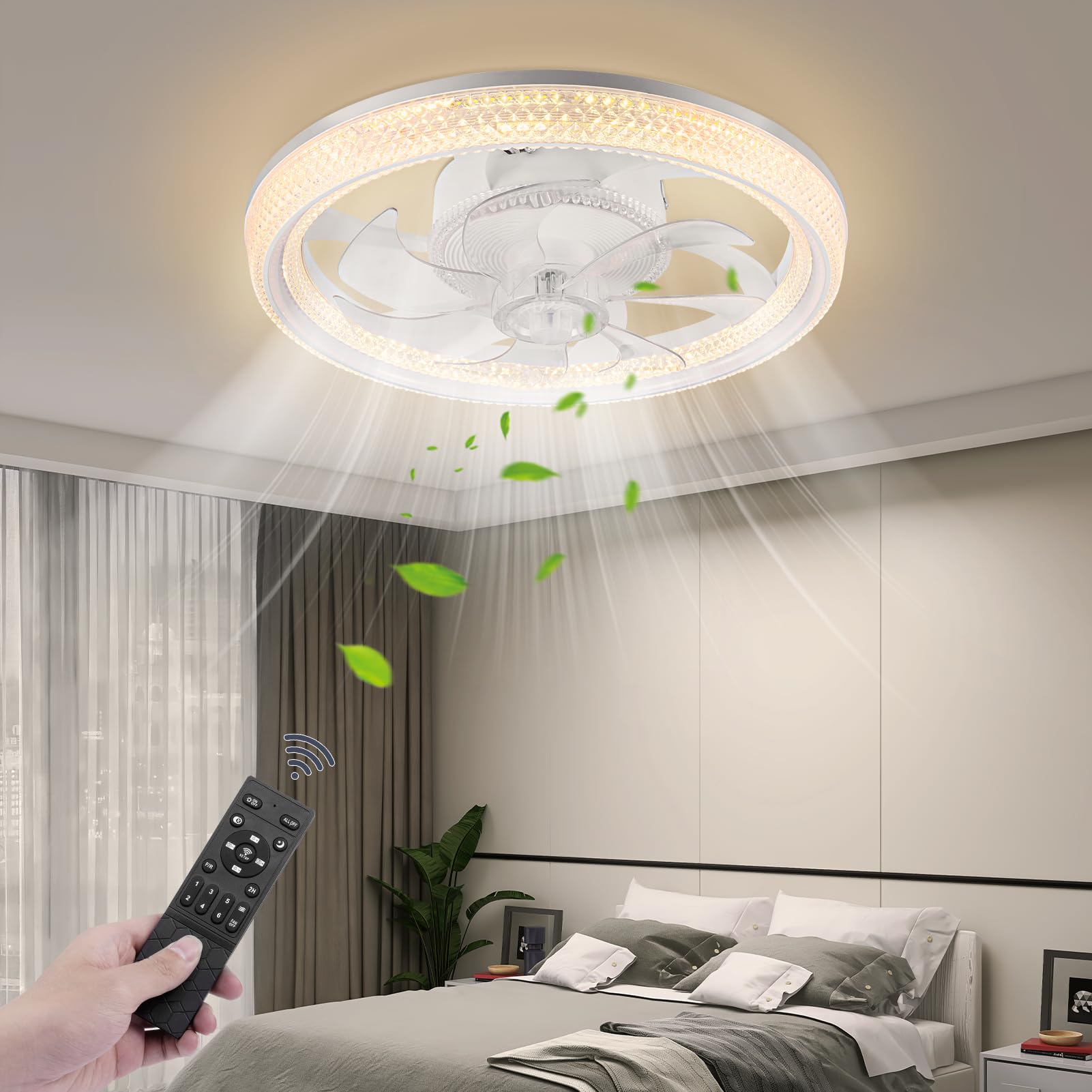 wowspeed 70W Ceiling Fans with Lights and Remote, Ceiling Light with Fan 3 Color Dimmable, Reversible Ceiling Fan Light for Living Room, Bedroom, Kitchen, 2H Timing, 6 Speeds