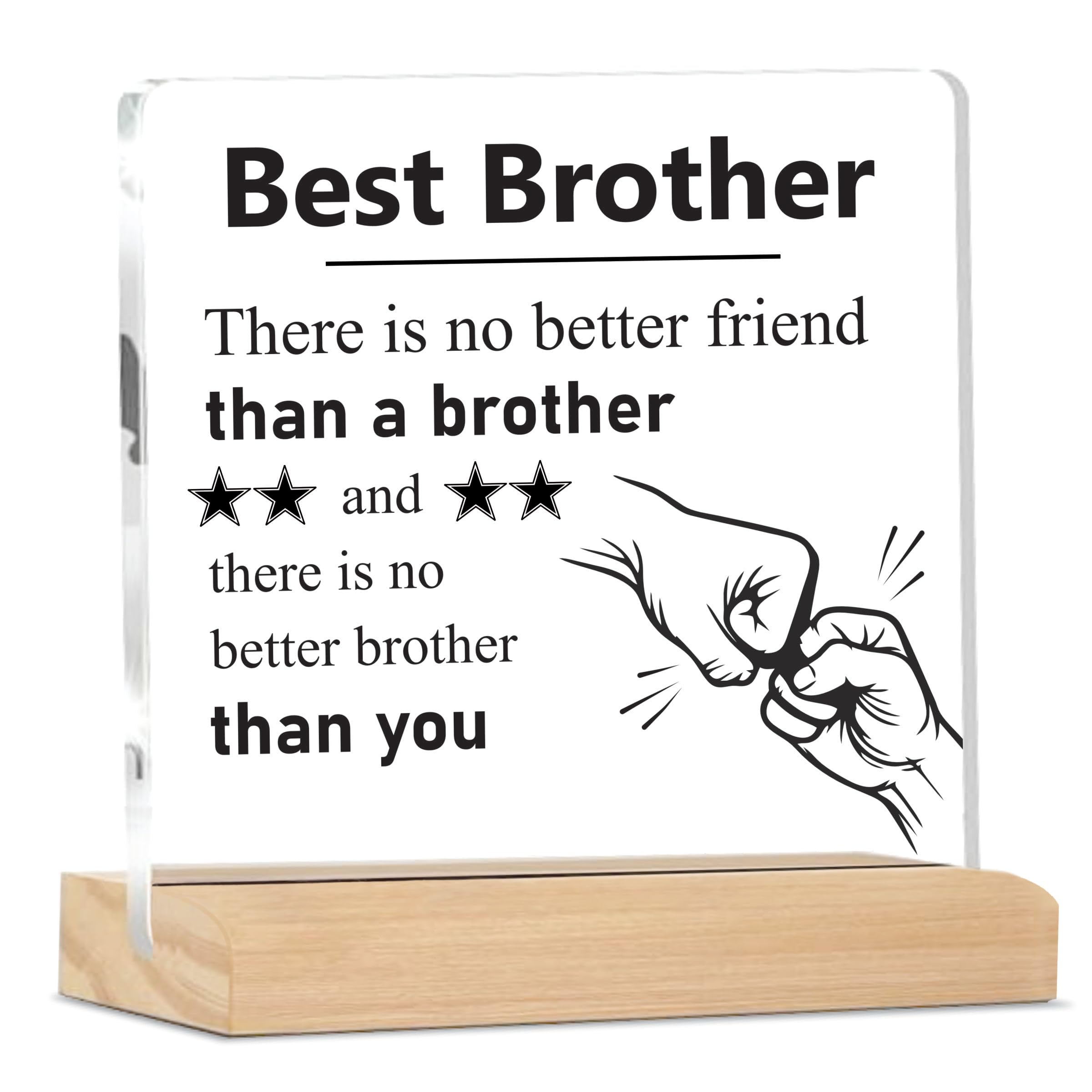 Giftplease Acrylic Sign Best Brother Quote Plaque with Wood Stand | Rakshabandhan Rakhi Gift | Gift for bro Home Office Desk Decor | (4 X 4 Inches) MP_45-image-12