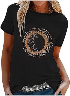 Generic Colorido Moda Impreso Color De Puntera O Blusa Escote Manga Corta Mujeres Cintura Blusa Verano Flores Estampado Tops, Negro , S