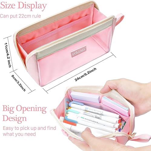 Miniatura 10 de YOKUMA Estuche para lápices estético transparente para niñas, lindo estuche organizador de gran capacidad para niños, adolescentes, estudiantes
