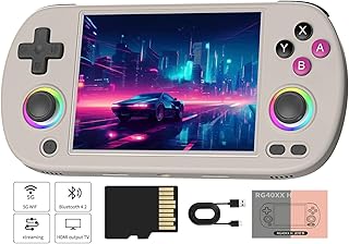 Whatsko RG40XX H Handheld Spielkonsole,Duale Joysticks mit RGB-Beleuchtung 4 Inch IPS Screen,Support 5G WiFi Bluetooth 4.2...