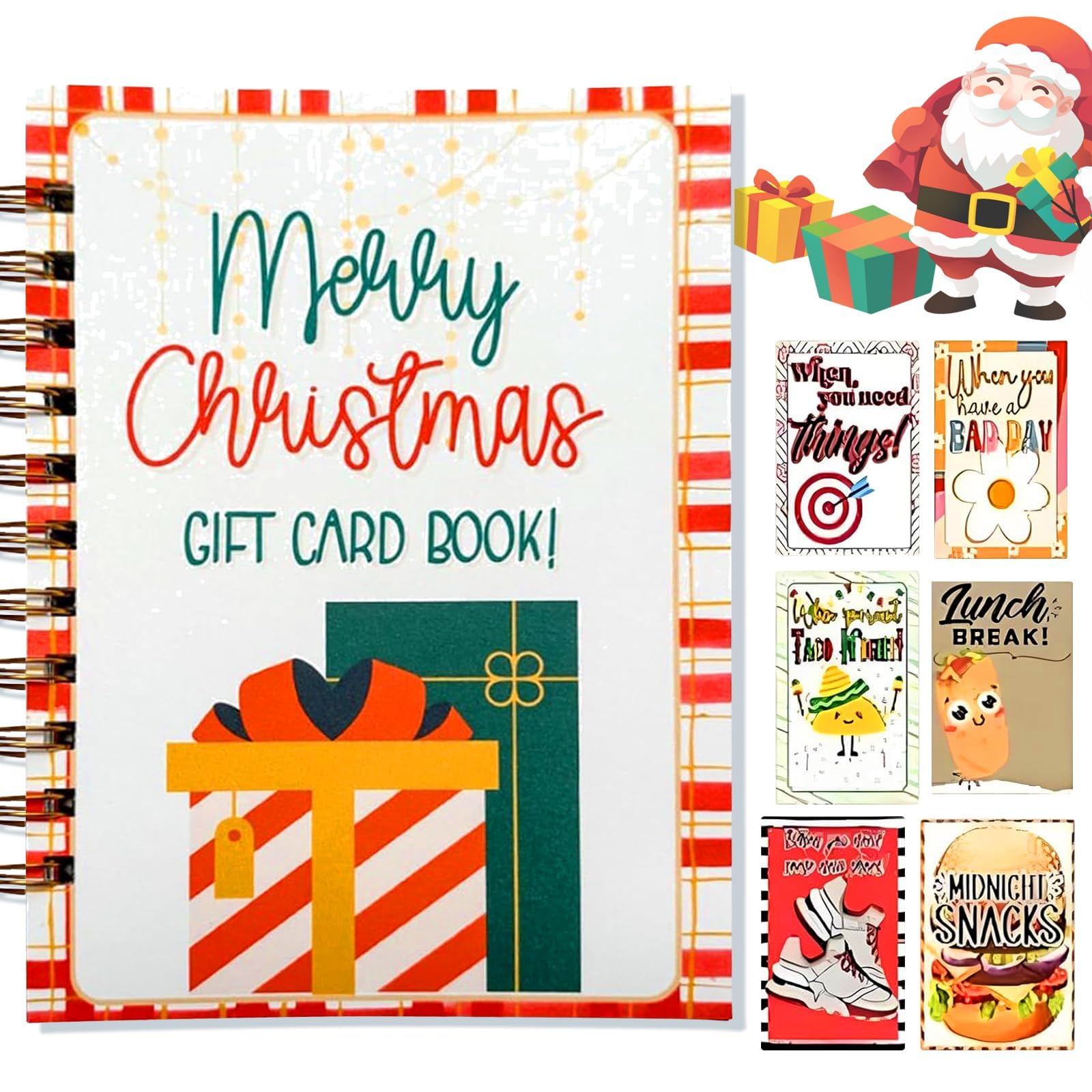 Photo 1 of Christmas Gift Card Book, Christma Gift Cards Books Holder, 5x7 Color Spiral-Bound Book, DIY Personalized Xmas Gifts for Family, Friends, Students (Color-B)