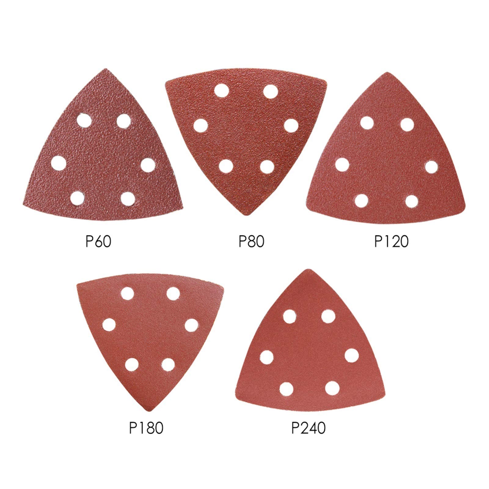 Papel de lija de lijadora 100pcs papel de lija triangular papel de lija 90 * 90 mm 2 húmedo de alúmina de 6 orificios Circulación de arenillos de arena (Grit : 40)