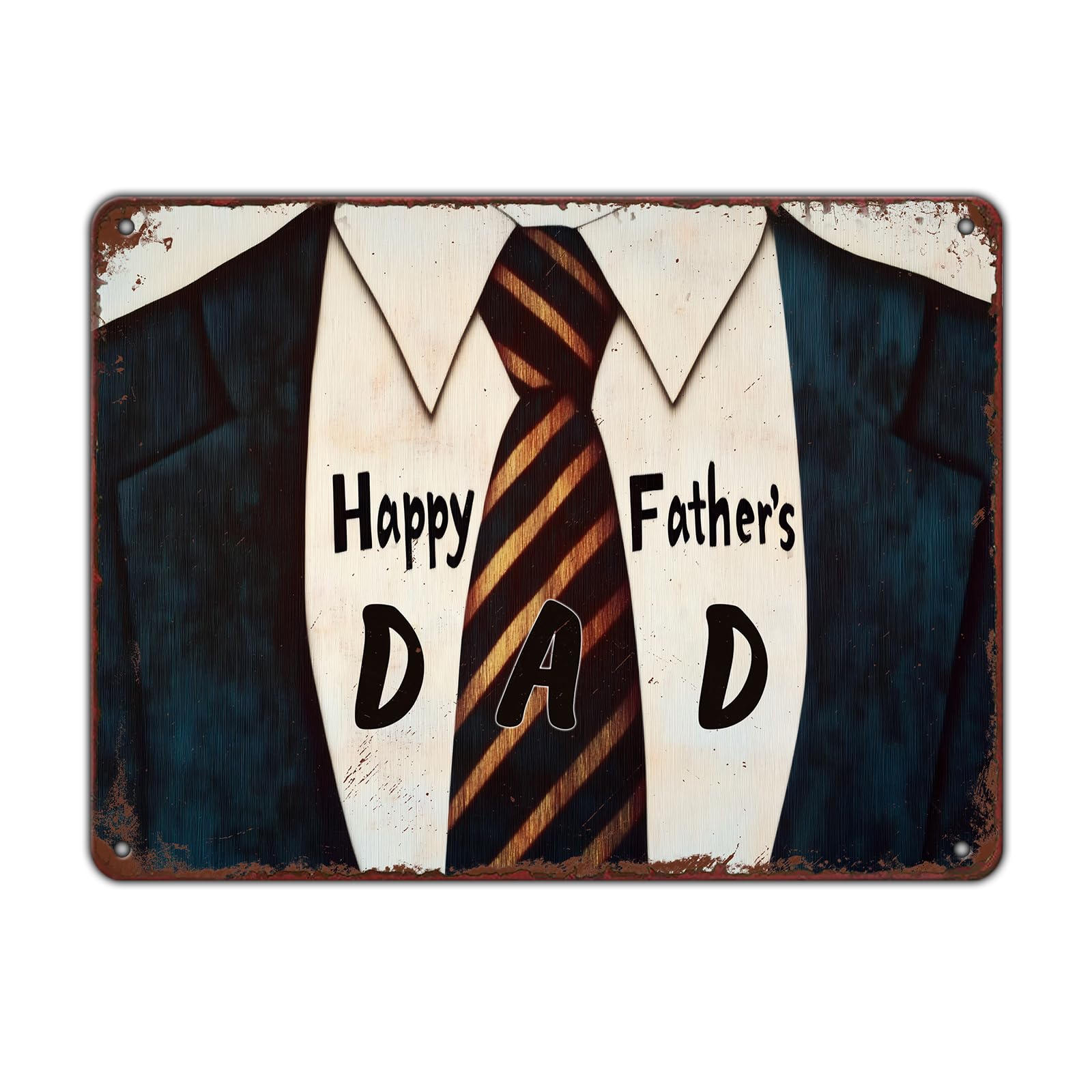Anceky Happy Father's Day Metal Tin Sign Retro Sign Wall Decor for Garage Coffee Bar Plub Home Bedroom 12×16 Inch
