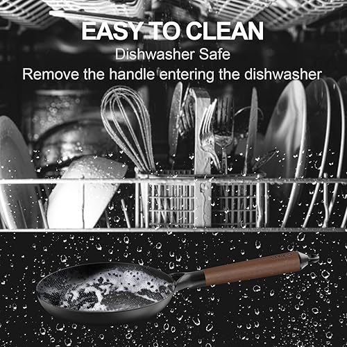 Miniatura 9 de LAMFO Sartenes de hierro fundido, sartenes antiadherentes de 8 pulgadas y 12 pulgadas, juego de 2 utensilios de cocina de hierro fundido, sin PFAS,