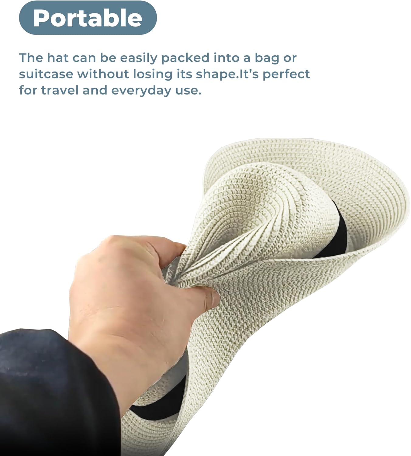 Sun Hat Straw Fedora Hats for Men Women Beach Hat Panama Hat Men Wide Brim Summer Hats UPF80+ - Image 4