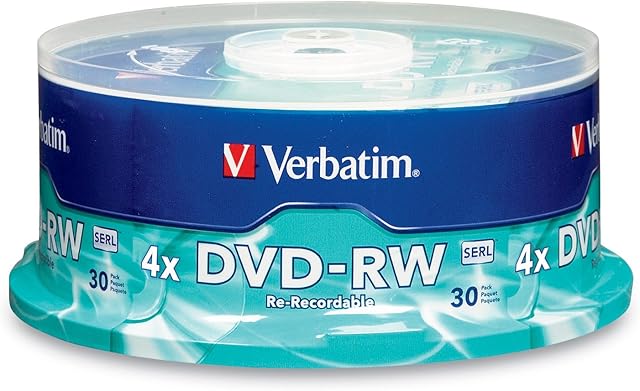 Verbatim DVD-RW 4.7GB 4X with Branded Surface - 30pk Spindle, BLUE/GRAY - 95179