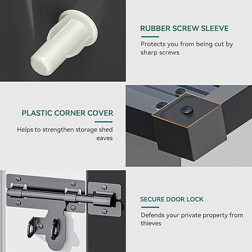 Miniatura 6 de DWVO Cobertizo de almacenamiento al aire libre de 5 x 3 pies, cobertizos de herramientas de metal resistente con puerta con cerradura y ventilación