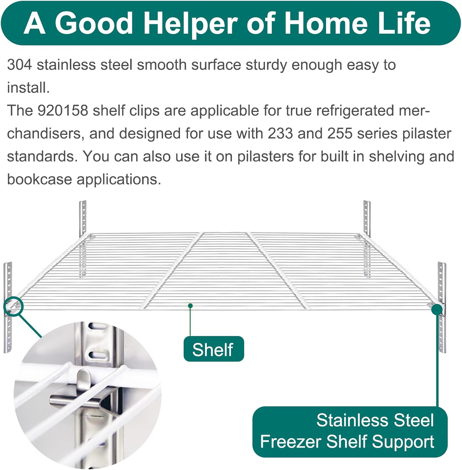 48 Pack Stainless Steel Refrigerator Freezer Shelf Clips, Silver Replacement Cooler Shelf Support Square Buckles Hooks for Fridge Parts