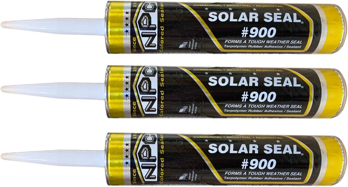 NPC #900 Solar Seal 3 Pack - for Metal Roofing Flashing/Panels, Vinyl and Fiber Cement Siding, Fiberglass, Cedar, Brick & Masonry, Sky Lights, Sun Rooms, Truck RV Trailers, Flashing (3, Charcoal)