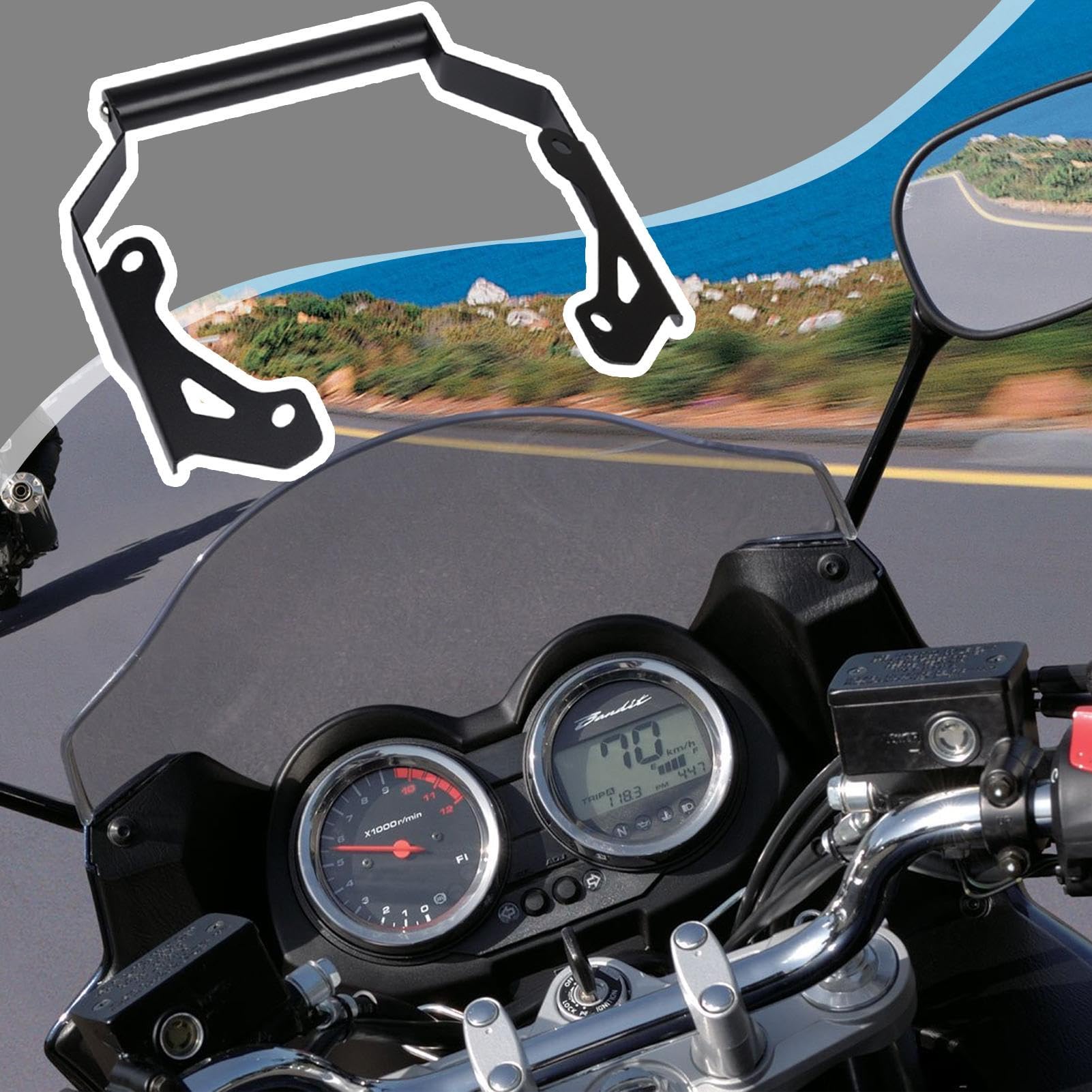 Generico Porta Telefono Per Motocicletta Supporto GPS in Alluminio per Moto | Barra Di Espansione, Porta Smartphone, Supporto Gps Per Moto