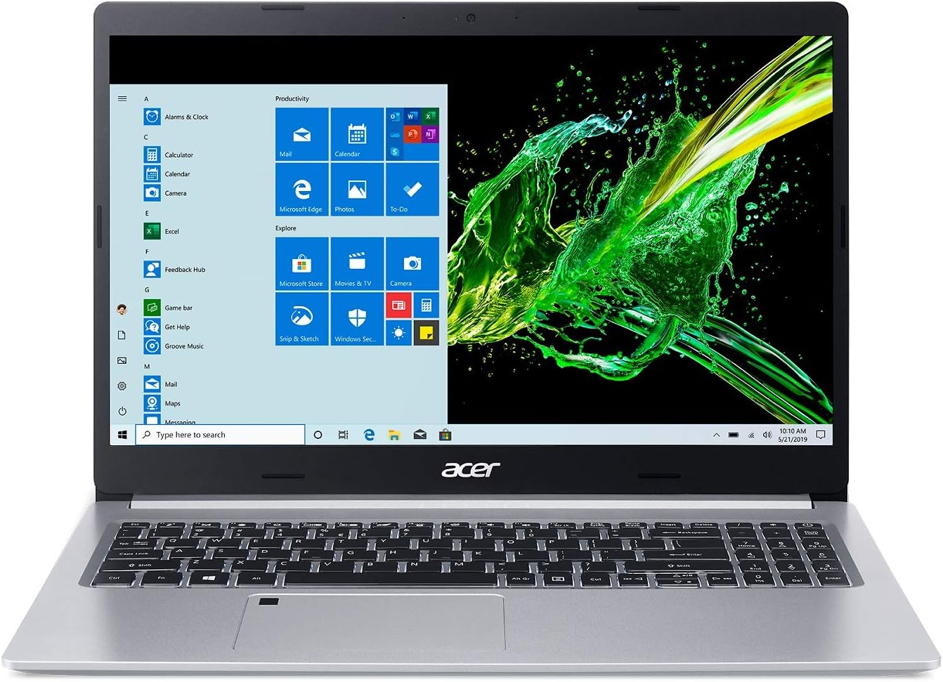 Acer Aspire 5 A515-55-75NC, 15.6" Full HD IPS Display, 10th Gen Intel Core i7-1065G7, 8GB DDR4, 512GB NVMe SSD, WiFi 6, HD Webcam, Fingerprint Reader, Backlit Keyboard, Windows 10 Home