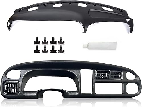 KUAFU Cubierta de bisel y tablero de salpicadero compatible con Dodge Ram 1500 2500 3500 1998-2002, panel duradero, color negro, 2 paquetes