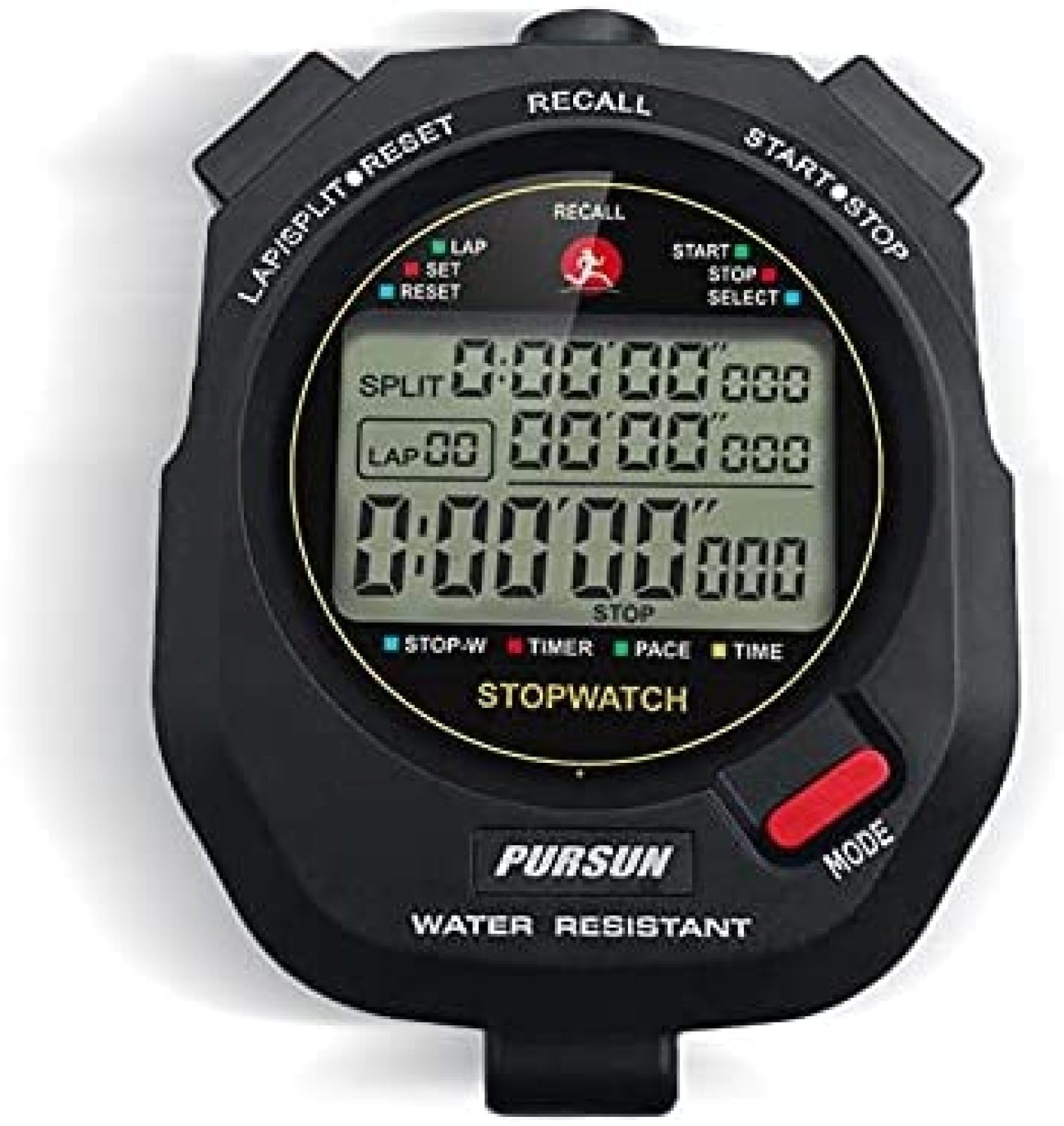 Cronometro digitale con 100 memorie separate, calendario sveglia e modalità ritmo, schermo extra large, resistente all'acqua, antiurto, batteria inclusa per allenatori
