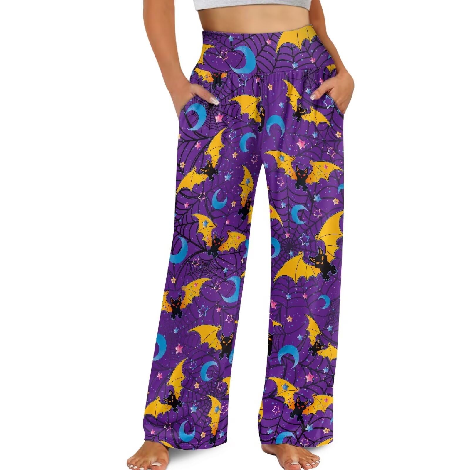 Wide Leg Trouser Pants for Women High Waist Yoga Bootcut Pants Casual Trousers with Pockets