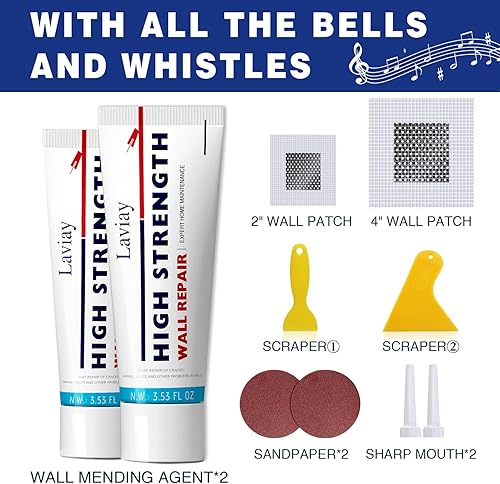 Miniatura 5 de Kit de reparación de parches de pared, kit de reparación de pared Spackle con parches de reparación de pared de 2 pulgadas, masilla de reparación de
