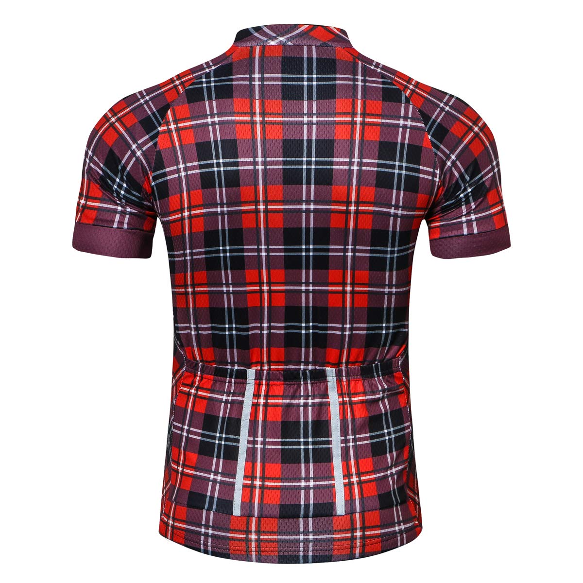 Weimostar Short Sleeve Cycling Jersey Men Bike Black Red Plaid Shirt Bicycle Clothing Full Zipper Pockets Sportswear Size XXXL