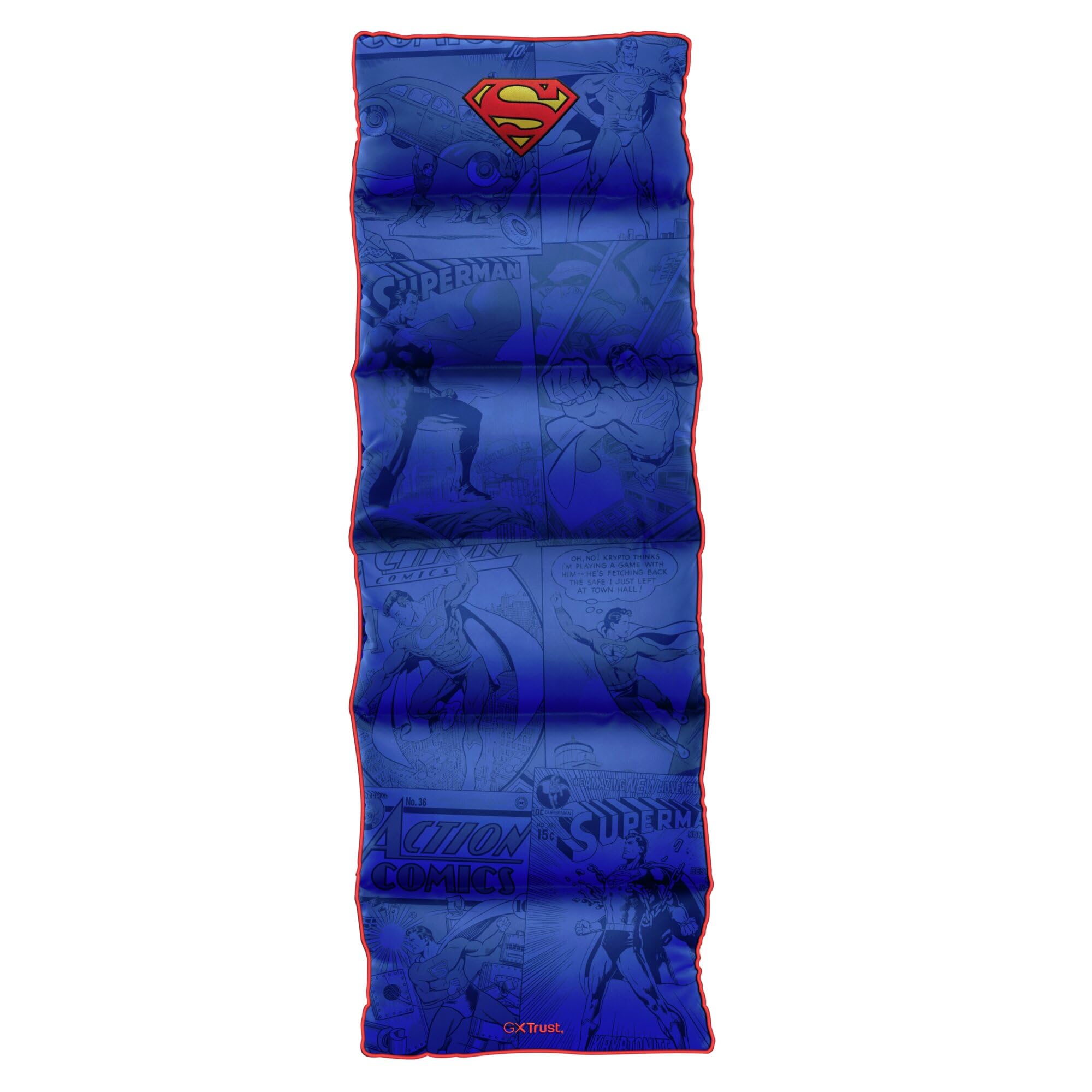 GXTrust 718SM Rayzee Silla Gaming Plegable con Licencia Superman, Cojin de Suelo para Consolas, Respaldo Ajustable, Peso de hasta 125 kg, Silla Gamer para Niño Juegos Lectura Relax TV, Azul