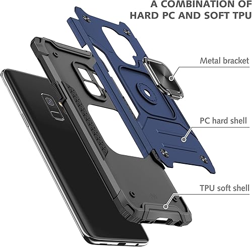 Miniatura 8 de YmhxcY Funda para Galaxy S9, Samsung S9 con protector de pantalla curvado 3D, funda de grado armadura con soporte giratorio, antideslizante,