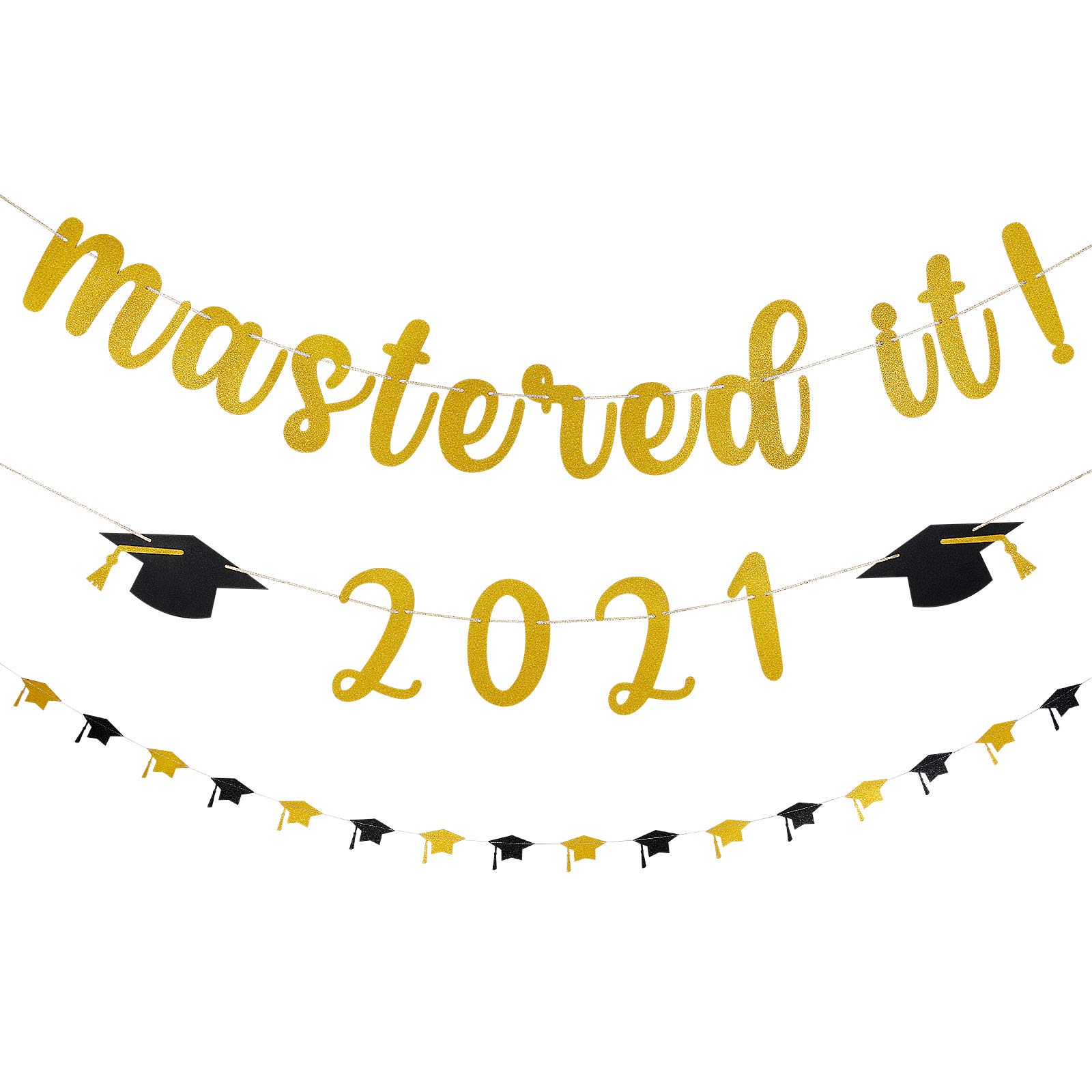 Buy Mastered It Graduation Decorations 2022, Gold Glitter Mastered It 2022 Banner and Graduation