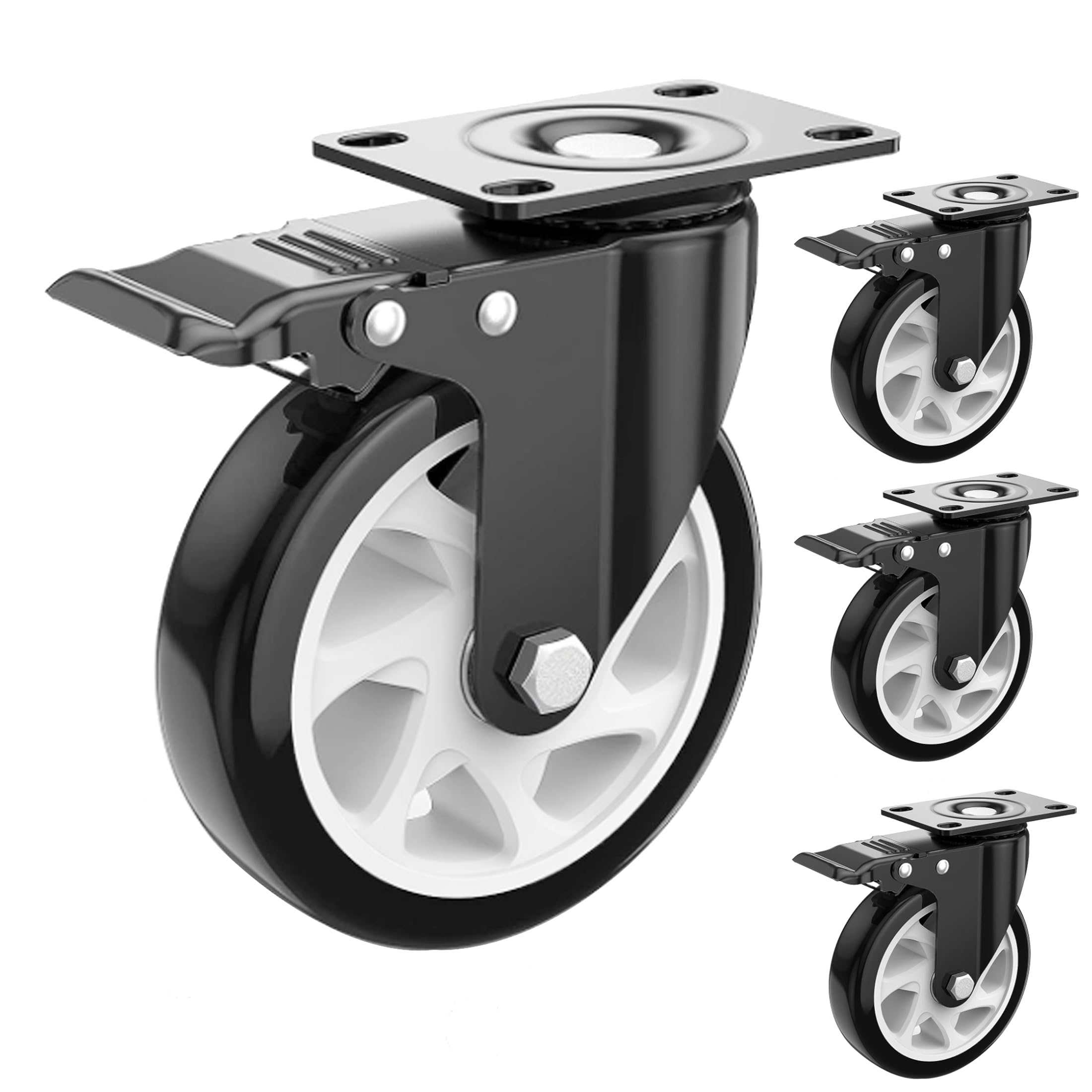 Casters Set of 4 Heavy Duty, Caster Wheels 5 Inch,Swivel Wheels 2200lbs, 360 Degree Rotated