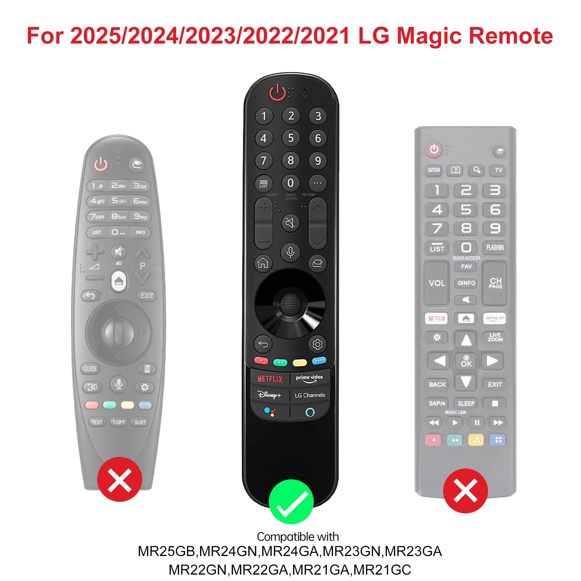 Custodia in Silicone Compatibile con LG Telecomando MR25GB MR24GN MR24GA MR23GN MR23GA MR22GN MR22GA MR21GA MR21GC,Cover per Telecomando LG,Guscio per TV 2025/2024/2023/2022/2021 (Nero)