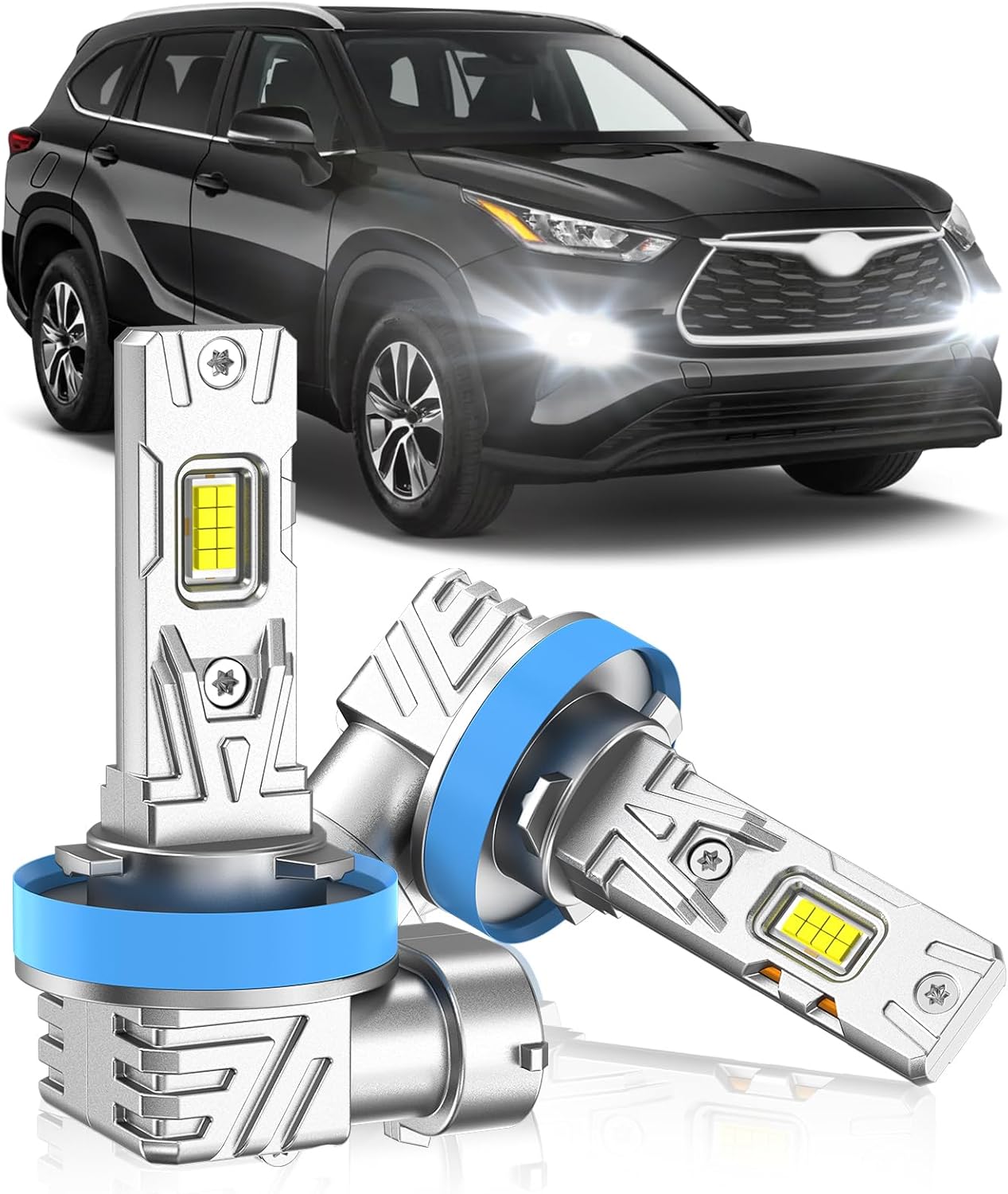 Fit for Toyota 2008-2010 2014-2023 Highlander Fog Light Bulb, 18000 Lumens 6000K White Fog Lights, 600% Upgraded Brightness, 60000+ Hours Lifespan, Plug and Play, Pack of 2