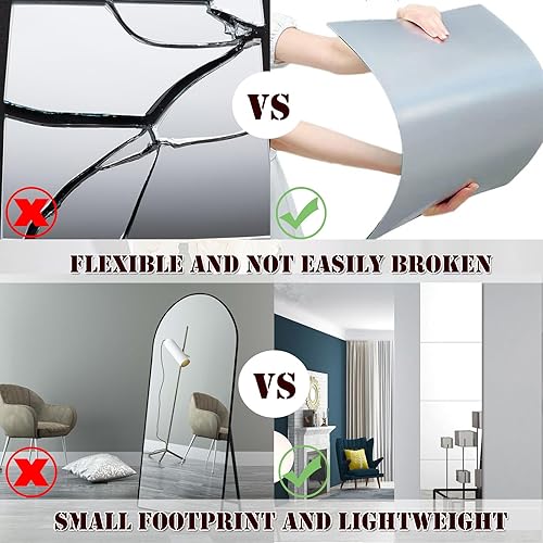 Miniatura 4 de LYCRAFTS 4PCS Self Adhesive Acrylic Mirror Tiles Waterproof Flexible Mirror Wall Stickers Sheets Non Glass Body Mirror for Bathroom Bedroom Living