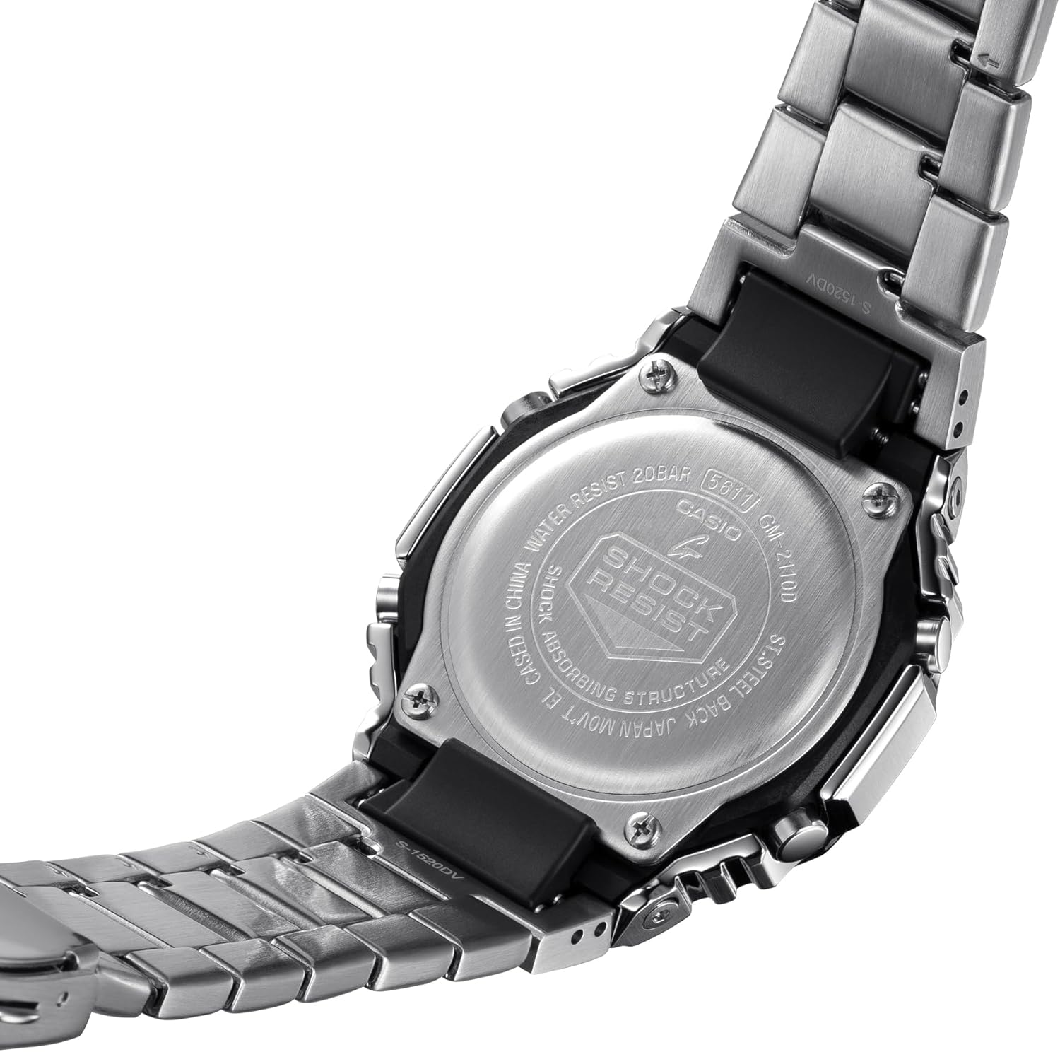 Atgal view of Casio G-Shock G-Steel GM2110D watch case with engraved details