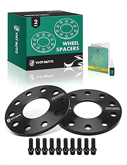 YHTAUTO 5x130mm Wheel Spacers 7mm Compatible with Touareg, Q7, Cayenne, Boxster, Panamera, Cayman, 911, 928, 944, 968 5 Lug Tire Spacers w/ 1/2" x 20 & 10.9 Grade Studs, 71.6mm Hub Bore 2PCS Black