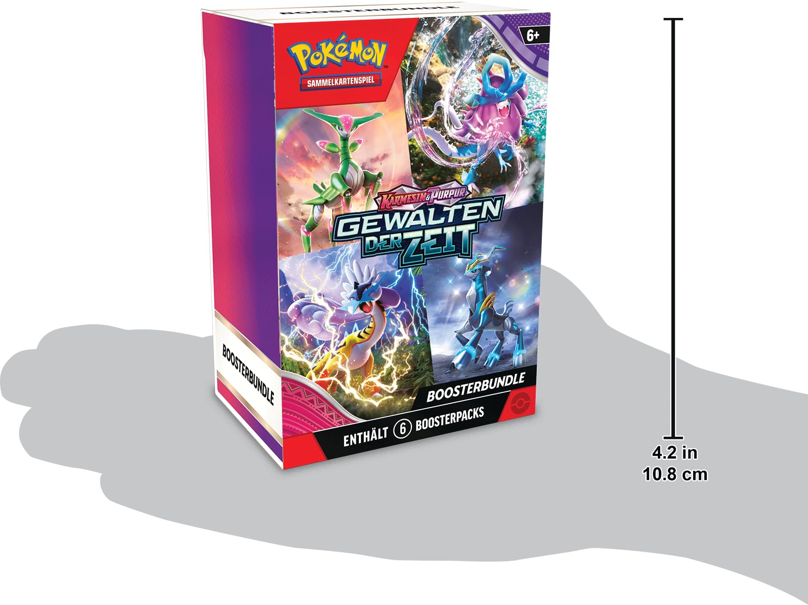 Pokémon-Sammelkartenspiel: Boosterbundle Karmesin & Purpur – Gewalten der Zeit (6 Boosterpacks) (Produkt auf Deutscher Sprache)