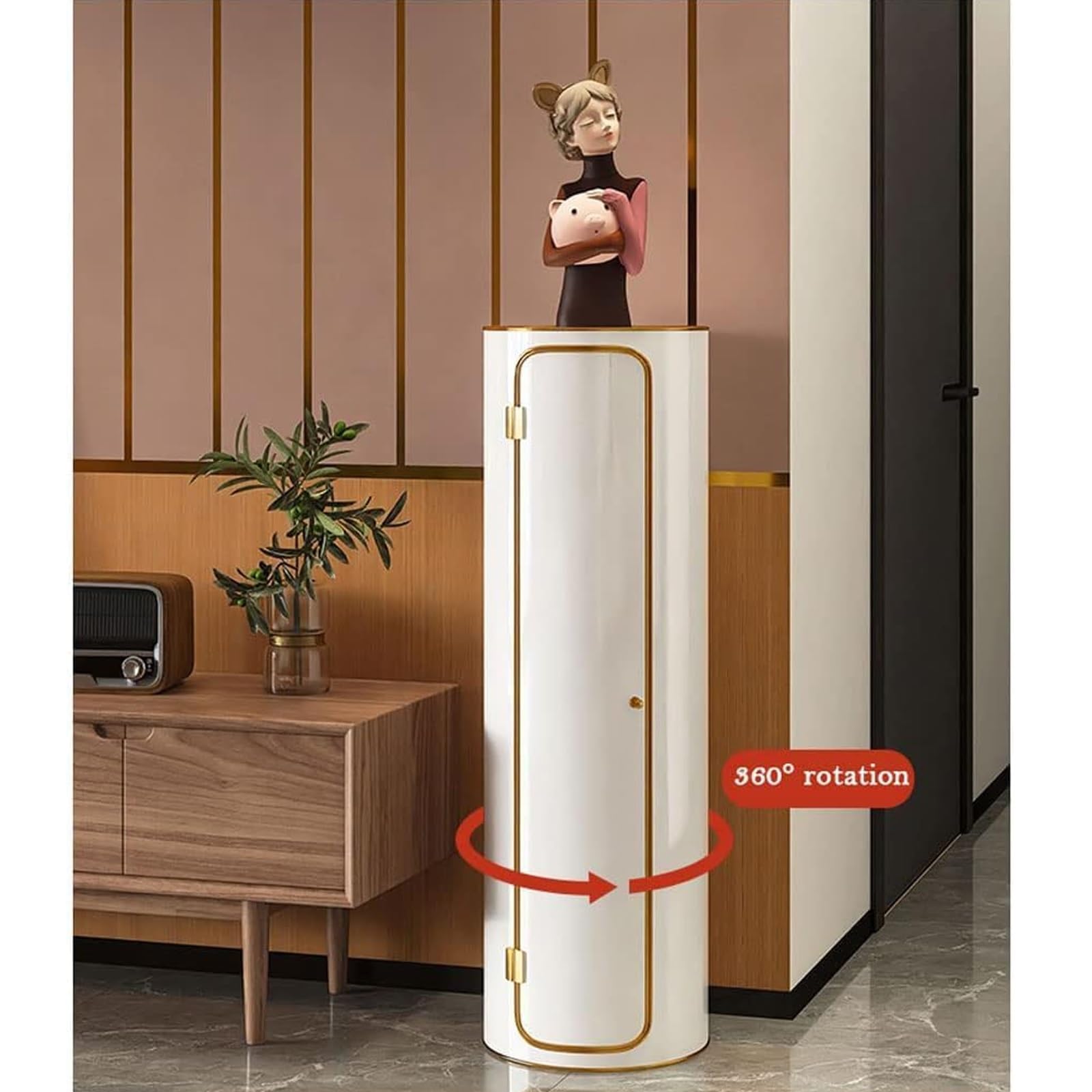 Amazon｜360度回転式シューズキャビネット、扉付き、家庭用の縦型細幅