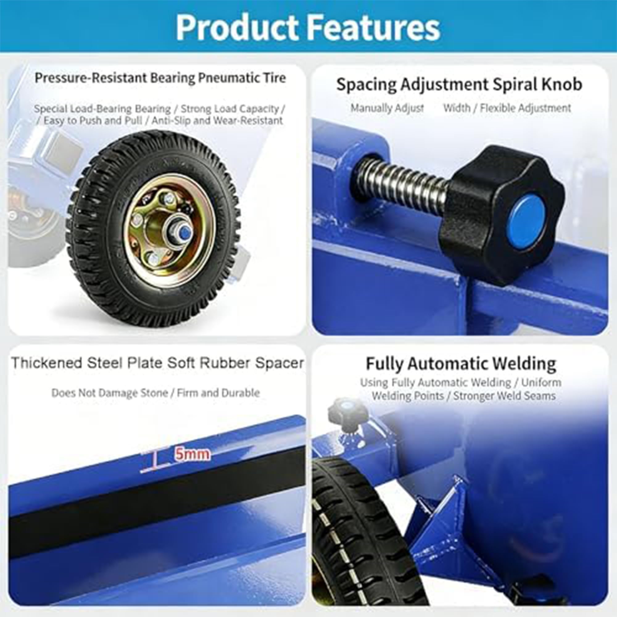 Robuster Rollwagen, verstellbarer Trockenbau-Umzug, Kapazität Panel Mover mit 20,3 cm Rädern für All-Terrain Materialhandhabung und Plattentransport