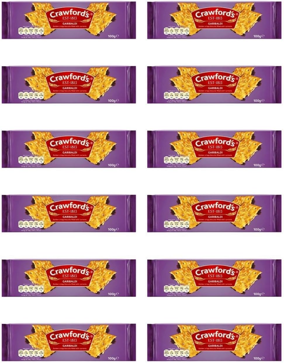 Crawfords Garibaldi Biscuits, 100 Gram (Pack of 12) Two pack