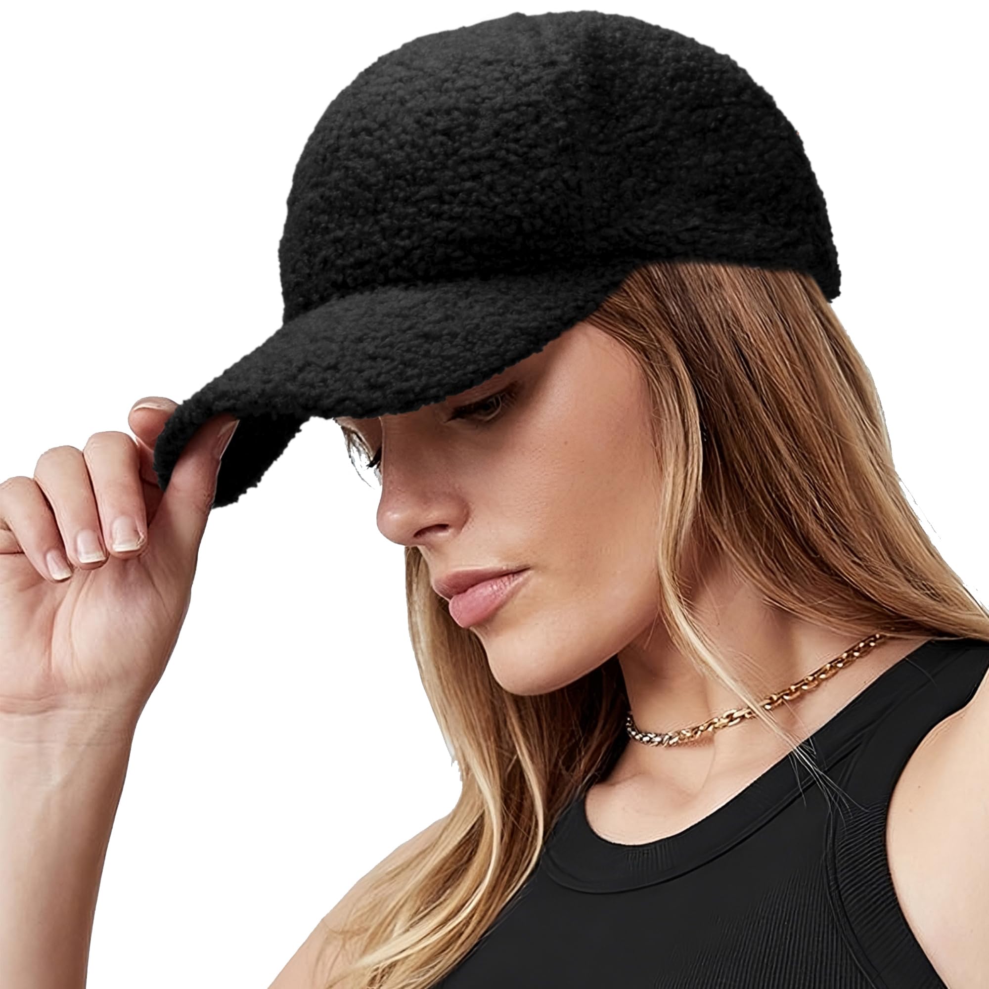 Utowowarm Winter Baseball Caps Teddy Fleece Faux Lamb Wool Hip