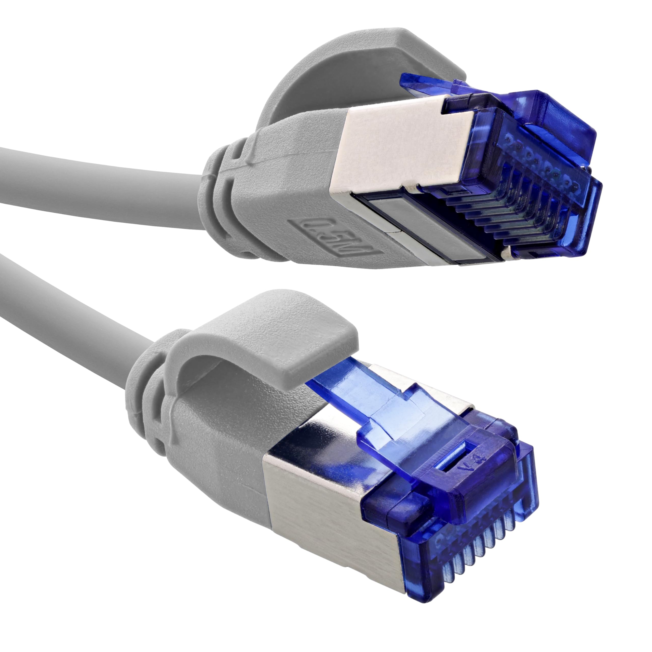 InLine Patchkabel Slim, Cat.6A, S/FTP, TPE (LSZH) flexibel, PoE, Kupfer (CU), LAN, Ethernet, Netzwerk Kabel, RJ45 Gigabit, grau, 0,5m, 74955